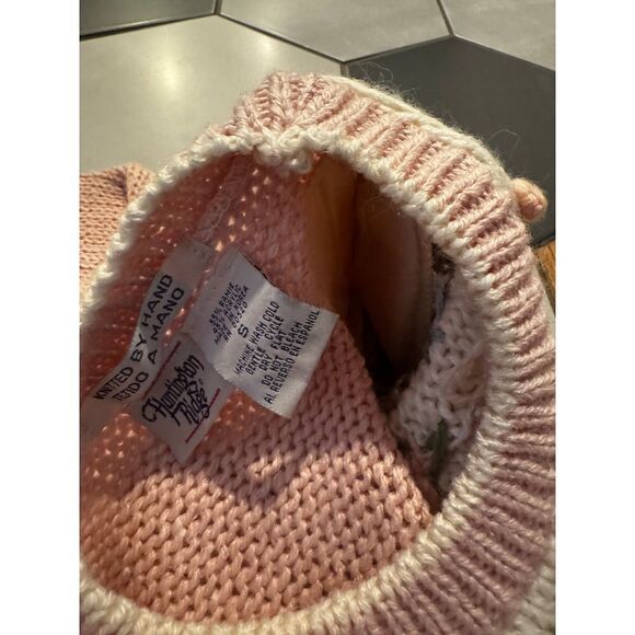 cottagecore sweater 80s vintage pastel pink peach floral embroidered  hand knit - Picture 5 of 5